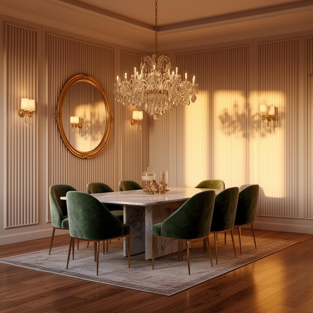 Elegant dining room with fluted wall panels